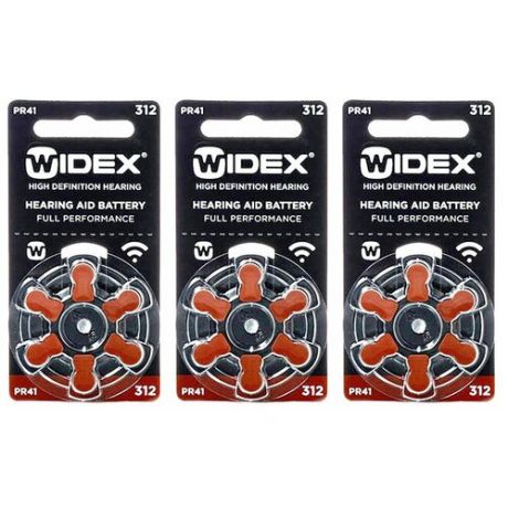 Батарейки Widex 312 для слуховых аппаратов, 3 блистера (18 батареек)