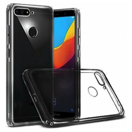Прозрачный силиконовый чехол для телефона Huawei Enjoy 8E / Прозрачный чехол на Хуавей Энджой 8Е / Ультратонкий Premium силикон с протекцией от прилипания (Черный)