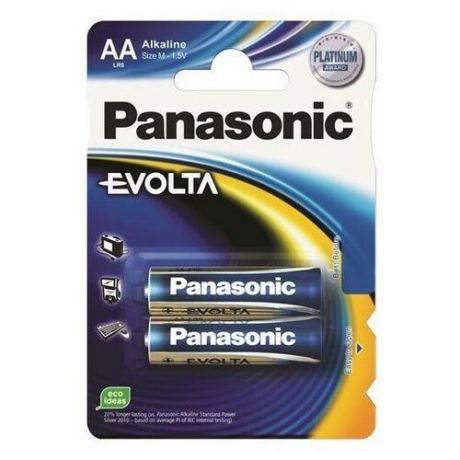 Батарейка щелочная Panasonic "Evolta", LR6 (AA), 1,5 В, 2 штуки