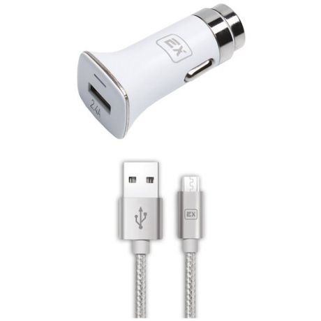 Автомобильное зарядное устройство 1USB+кабель USB-Micro Exployd Sonder QC3.0 1m White