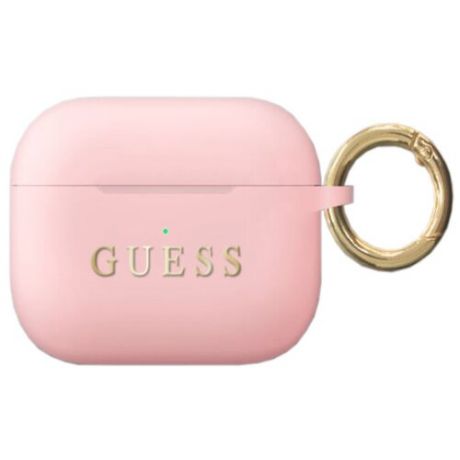 Чехол Guess для Airpods Pro Silicone case with ring Light pink