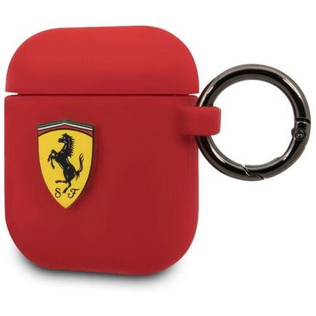 Чехол Ferrari для Airpods Silicone case with ring Red