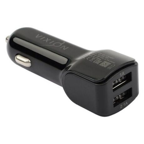 Автомобильное зарядное устройство VIXION U22 (2-USB/2.1A) длинный блок (черный)
