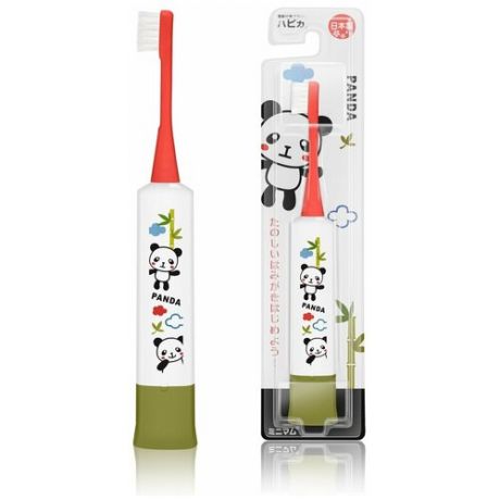 Hapica / Детская электрическая звуковая зубная щётка DBK-5RWG Panda 3-10 лет Цвет корпуса: белый и зеленый. Мягкие щетинки Япония