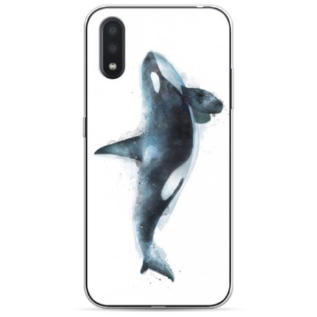 Силиконовый чехол Нарисованный кит на Samsung Galaxy A01 / Самсунг A01
