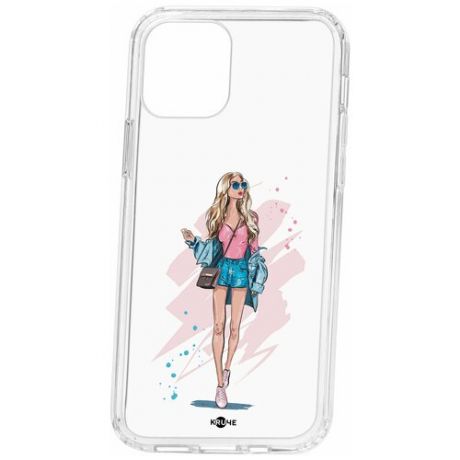 Чехол для Apple iPhone 12 Pro / 12 Kruche print Fashion Girl / Чехол для Apple iPhone / чехол с рисунком / чехол с принтом / чехол для айфон / бампер на айфон / чехол накладка для iPhone / противоударная накладка для iPhone / защита для iPhone / защита на айфон / cиликоновый чехол для iphone / пластиковый чехол на iPhone / защитный чехол для iPhone