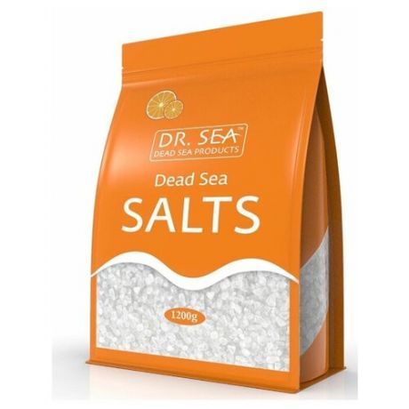 Dr. Sea / Натуральная минеральная соль Мертвого моря обогащенная экстрактом апельсина, (Dead Sea Salt), 1200 г