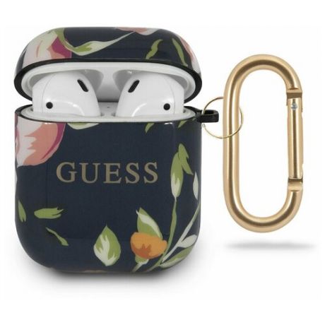 Чехол Guess для Airpods TPU case with ring Flower N.3 Blue