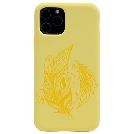Чехол Silky Touch Сats and Birds для Apple iPhone 11 перо желтый