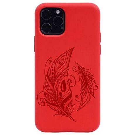 Чехол Silky Touch Сats and Birds для Apple iPhone 11 Pro перо красный
