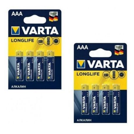 Набор из 8 батареек Varta Longlife AAA (2 уп. по 4 шт. в блистере)