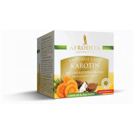 Крем для лица антивозрастной с витамином А восстанавливающий KAROTIN, Afrodita Cosmetics, Словения, 50мл