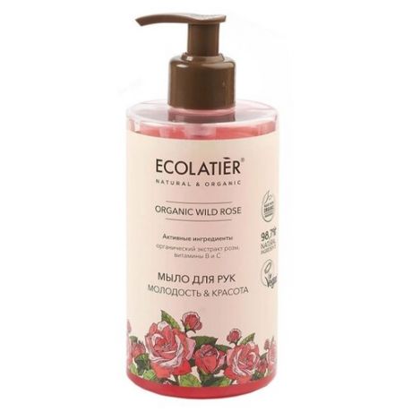 Ecolatier GREEN Мыло для рук Молодость & Красота Серия ORGANIC WILD ROSE, 460 мл