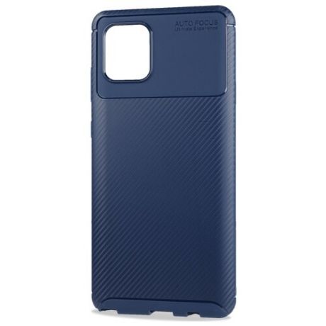 Матовый силиконовый чехол для Samsung Galaxy Note 10 Lite с текстурным покрытием карбон синий