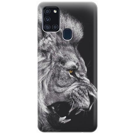 Ультратонкий силиконовый чехол-накладка для Samsung Galaxy A21s с принтом "Морда льва"