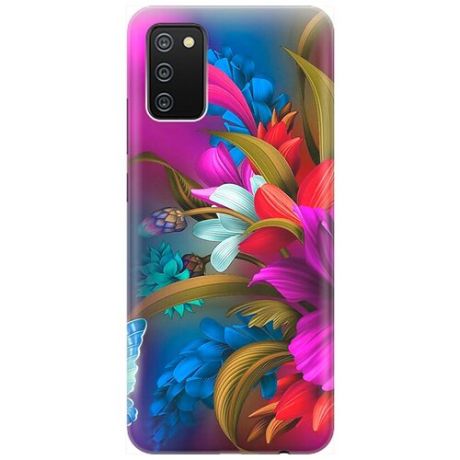 Ультратонкий силиконовый чехол-накладка для Samsung Galaxy A02s с принтом "Фантастические цветы"