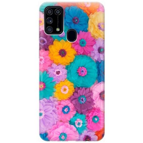 Ультратонкий силиконовый чехол-накладка для Samsung Galaxy M31 с принтом "Бумажные цветы"