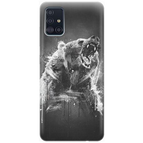 Ультратонкий силиконовый чехол-накладка для Samsung Galaxy A51 с принтом "Разъяренный медведь"