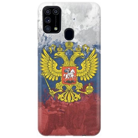 Ультратонкий силиконовый чехол-накладка для Samsung Galaxy M31 с принтом "Герб и Флаг РФ"