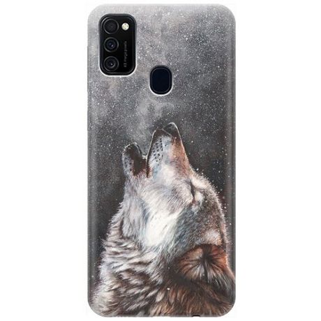 Ультратонкий силиконовый чехол-накладка для Samsung Galaxy M21 / M30s с принтом "Морозный волк"