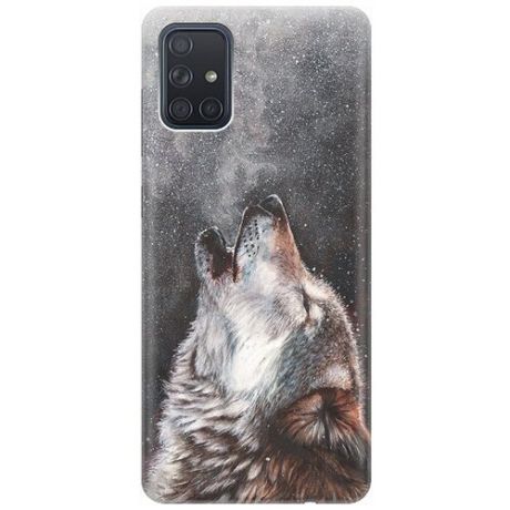 Ультратонкий силиконовый чехол-накладка для Samsung Galaxy A71 с принтом "Морозный волк"