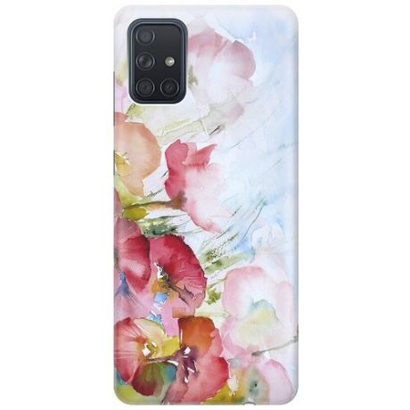 Ультратонкий силиконовый чехол-накладка для Samsung Galaxy A71 с принтом "Акварельные цветы"