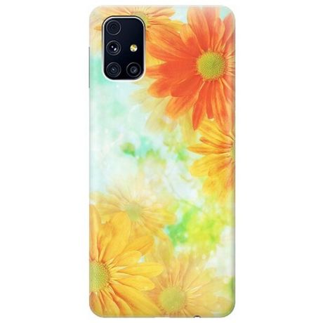 Ультратонкий силиконовый чехол-накладка для Samsung Galaxy M31S с принтом "Оранжевые цветы"