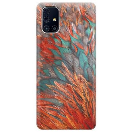 Ультратонкий силиконовый чехол-накладка для Samsung Galaxy M31S с принтом "Разноцветные перья"