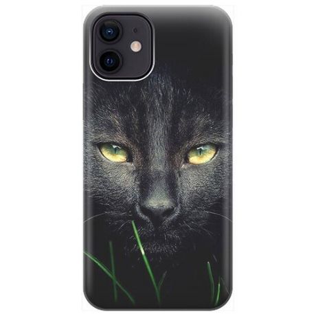 Ультратонкий силиконовый чехол-накладка для Apple iPhone 12 / 12 Pro с принтом "Кошка в темноте"