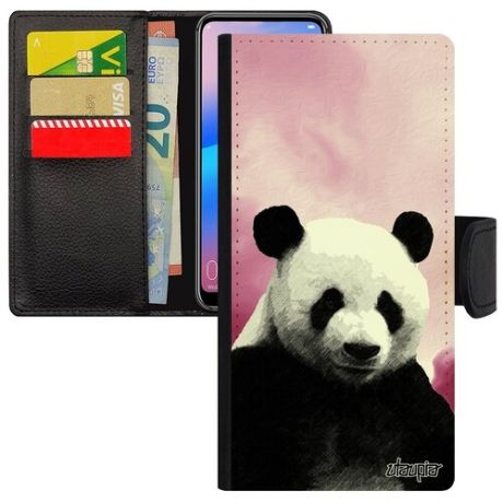Чехол-книжка на смартфон // Huawei P30 Lite // "Большая панда" Медведь Стиль, Utaupia, розовый