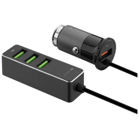Автомобильная зарядка Deppa 1 USB + 3 USB для пассажиров, QC 3.0, 7А, 35 Вт, алюминий