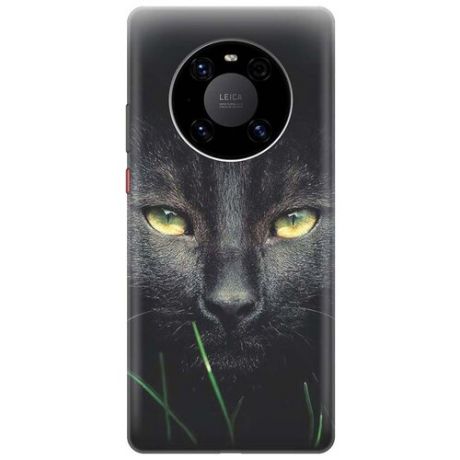 Ультратонкий силиконовый чехол-накладка для Huawei Mate 40 Pro с принтом "Кошка в темноте"