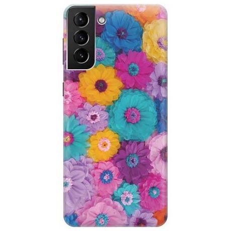 Ультратонкий силиконовый чехол-накладка для Samsung Galaxy S21 Plus с принтом "Бумажные цветы"