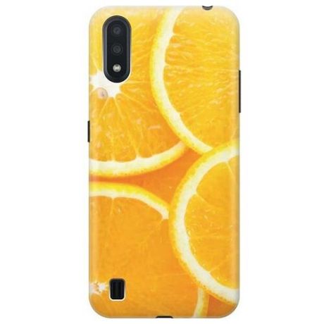Ультратонкий силиконовый чехол-накладка для Samsung Galaxy A01 с принтом "Апельсины"