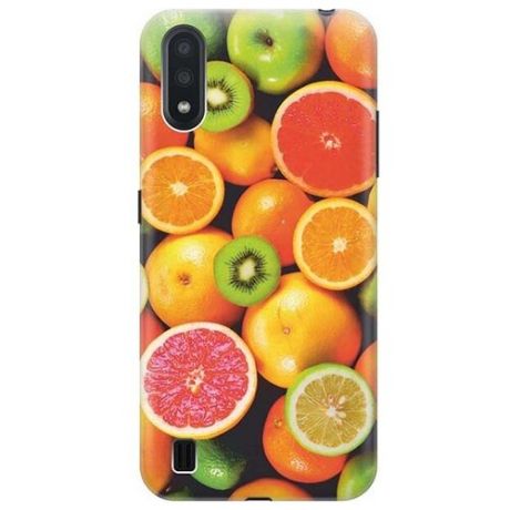 Ультратонкий силиконовый чехол-накладка для Samsung Galaxy A01 с принтом "Сочные фрукты"