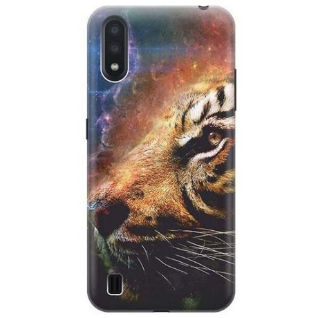 Ультратонкий силиконовый чехол-накладка для Samsung Galaxy A01 с принтом "Космический тигр"