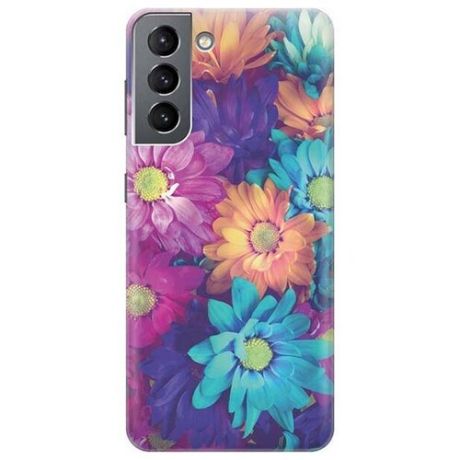 Ультратонкий силиконовый чехол-накладка для Samsung Galaxy S21 с принтом "Много цветов"