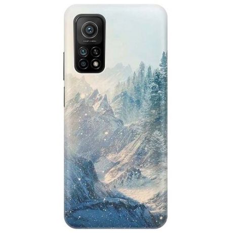 Ультратонкий силиконовый чехол-накладка для Xiaomi Mi 10T с принтом "Снежные горы и лес"