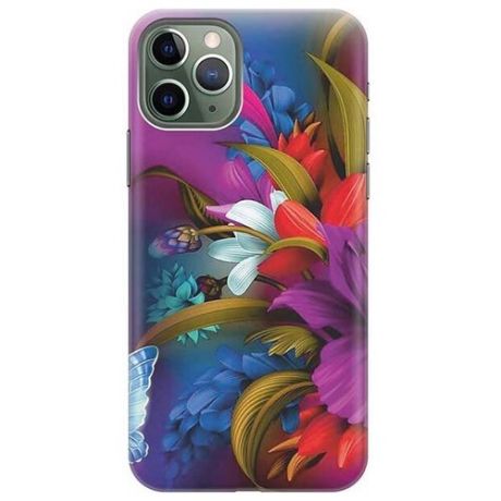 Ультратонкий силиконовый чехол-накладка для Apple iPhone 11 Pro с принтом "Фантастические цветы"