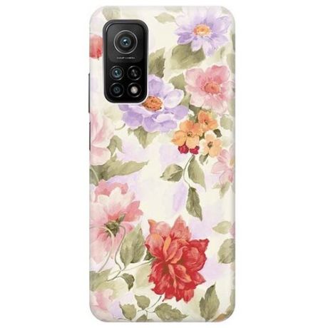 Ультратонкий силиконовый чехол-накладка для Xiaomi Mi 10T с принтом "Нежные цветы"