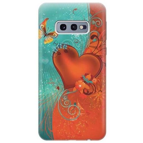 Ультратонкий силиконовый чехол-накладка для Samsung Galaxy S10e с принтом "Сердце и бабочка"