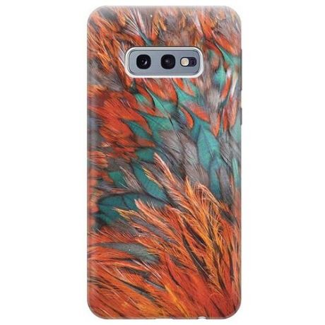 Ультратонкий силиконовый чехол-накладка для Samsung Galaxy S10e с принтом "Разноцветные перья"