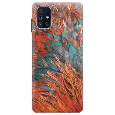 Ультратонкий силиконовый чехол-накладка для Samsung Galaxy M51 с принтом "Разноцветные перья"