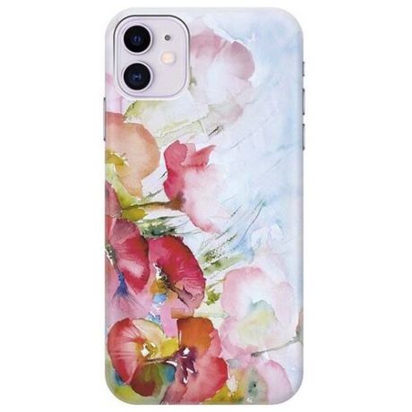 Ультратонкий силиконовый чехол-накладка для Apple iPhone 11 с принтом "Акварельные цветы"
