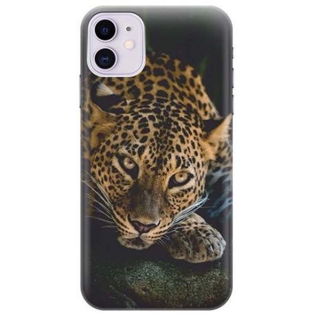 Ультратонкий силиконовый чехол-накладка для Apple iPhone 11 с принтом "Загадочный леопард"