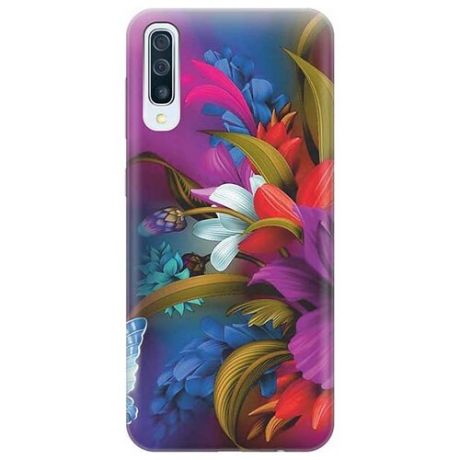 Ультратонкий силиконовый чехол-накладка для Samsung Galaxy A50 / A50s / A30s с принтом "Фантастические цветы"