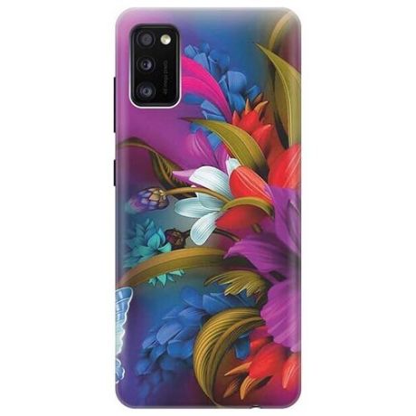 Ультратонкий силиконовый чехол-накладка для Samsung Galaxy A41 с принтом "Фантастические цветы"