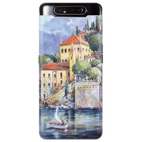 Ультратонкий силиконовый чехол-накладка для Samsung Galaxy A80 с принтом "Город у моря"