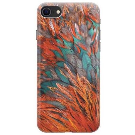 Ультратонкий силиконовый чехол-накладка для Apple iPhone 7 / 8 / SE (2020) с принтом "Разноцветные перья"