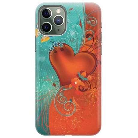 Ультратонкий силиконовый чехол-накладка для Apple iPhone 11 Pro с принтом "Сердце и бабочка"